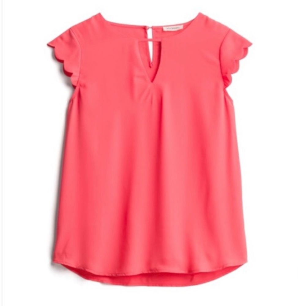 Coral Scallop Sleeve Blouse